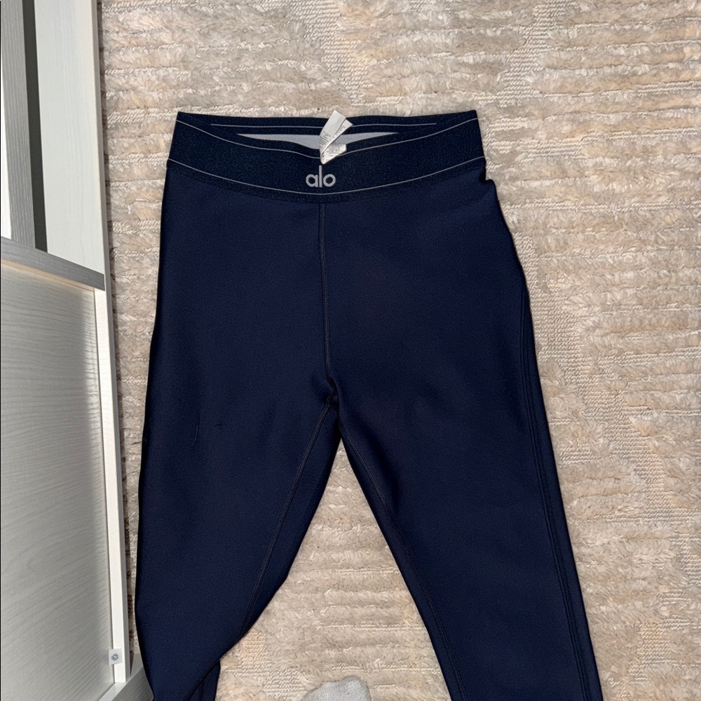 ALO Yoga Kids Navy Leggings with Logo Waistband